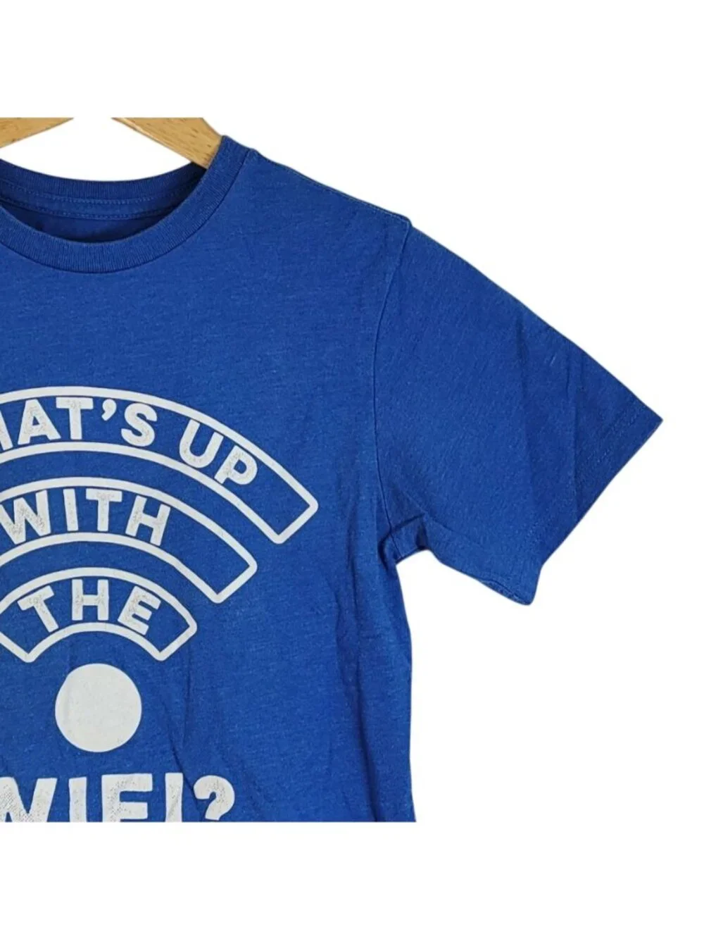 Children's Place Funny WiFi T Shirt Blue SZ 8 Medium Short Sleeves Crew Pullover